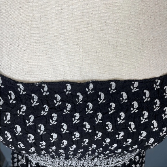 Silver Stream Cotton Tired Boho Ruffle Maxi Dress Size Small Black White Lined - Picture 5 of 7